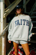 FAITH Embroidered Polka-Dot Mock Neck Sweatshirt