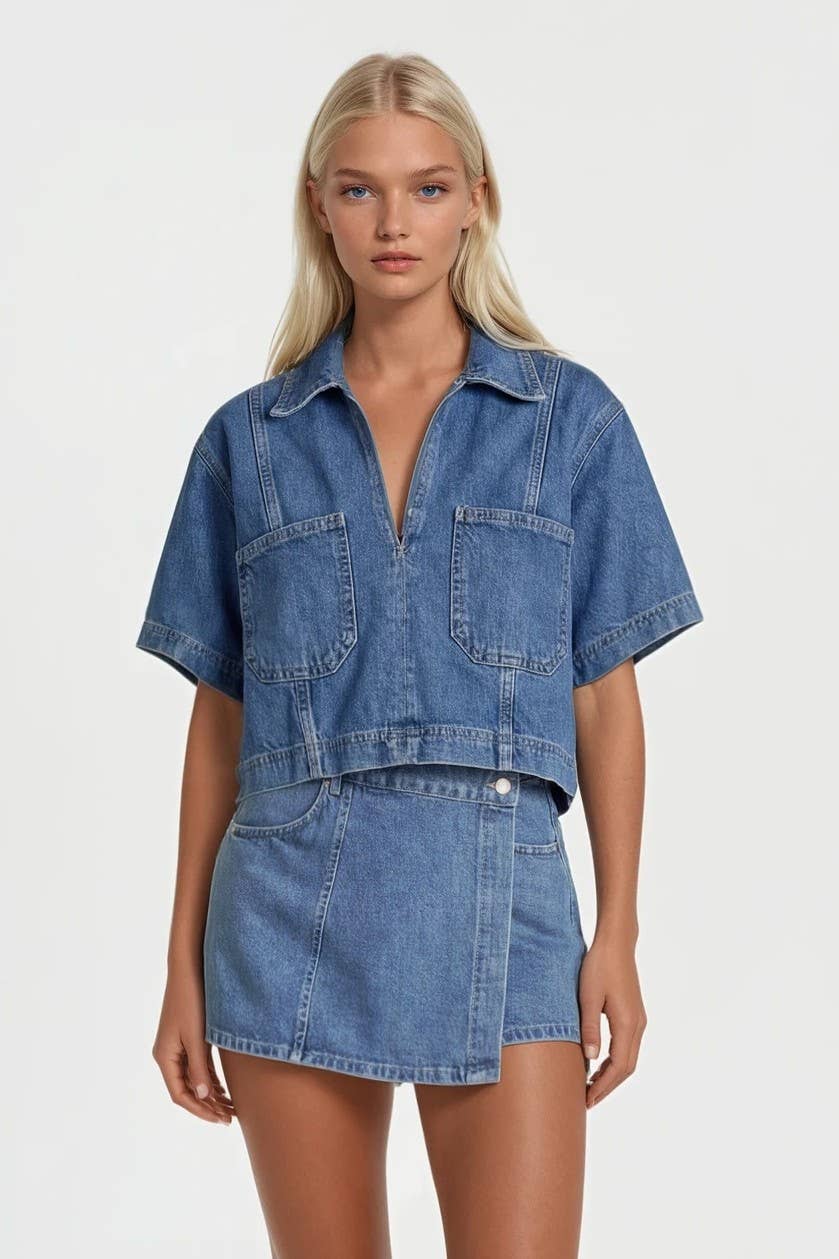 DENIM SKORT W2414PIA