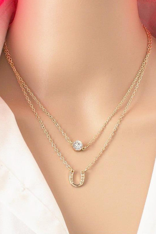 Gold Horseshoe Layered Necklace
