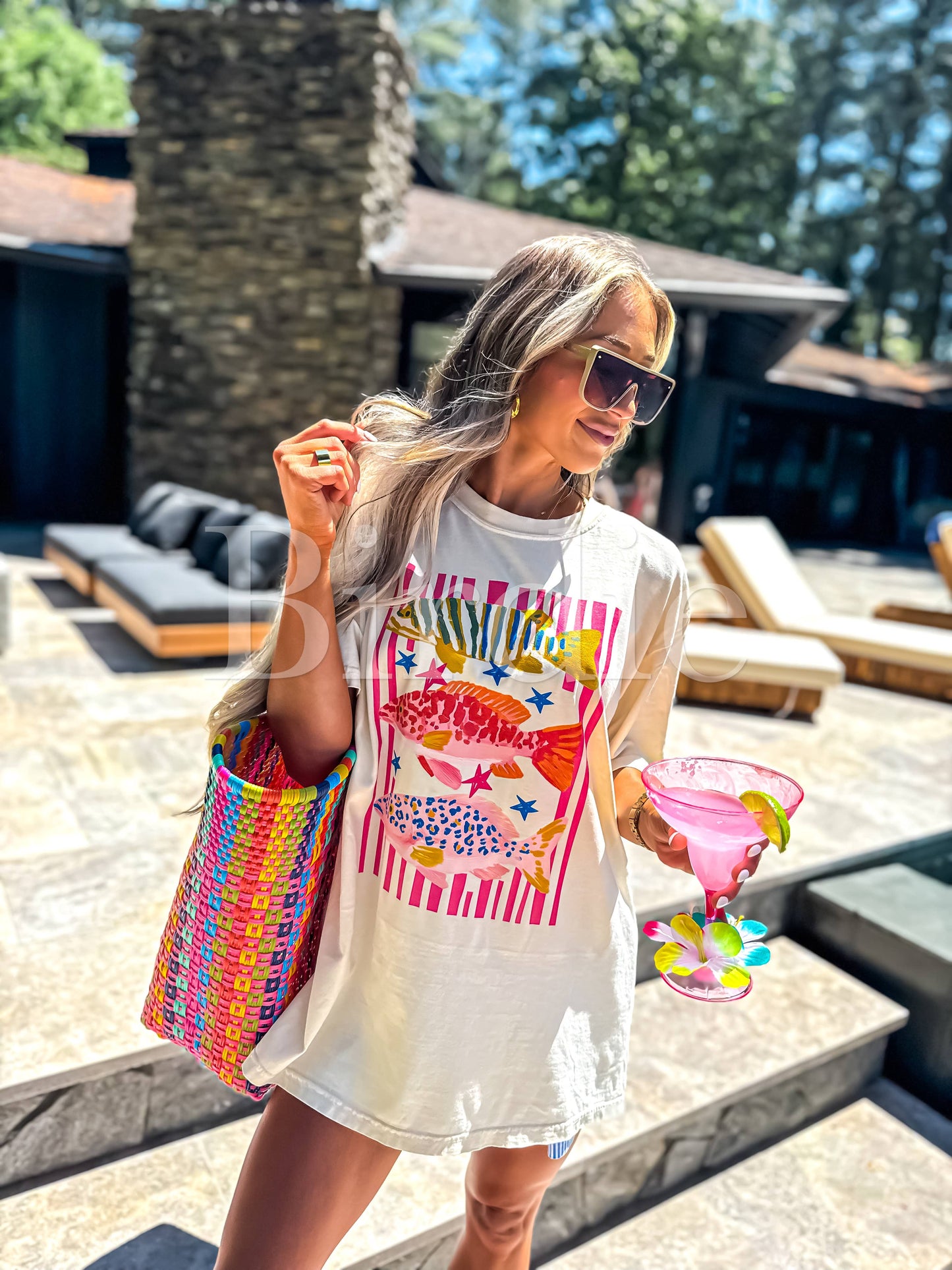 Preppy Fish Graphic Tee on Ivory